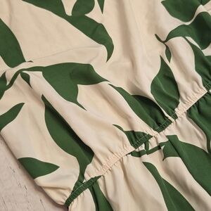 Green and Cream Leaf Print Halter Shorts